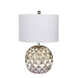 19.5 in. Paper Lantern Fold Resin Table Lamp in a Silver Foil