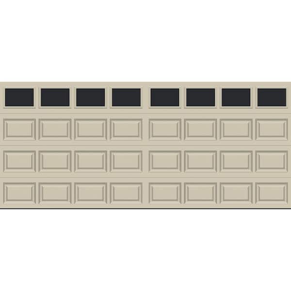 Clopay Classic Steel Short Panel 16 ft. x 7 ft. Insulated 12.9 R-Value Desert Tan Garage Door with windows