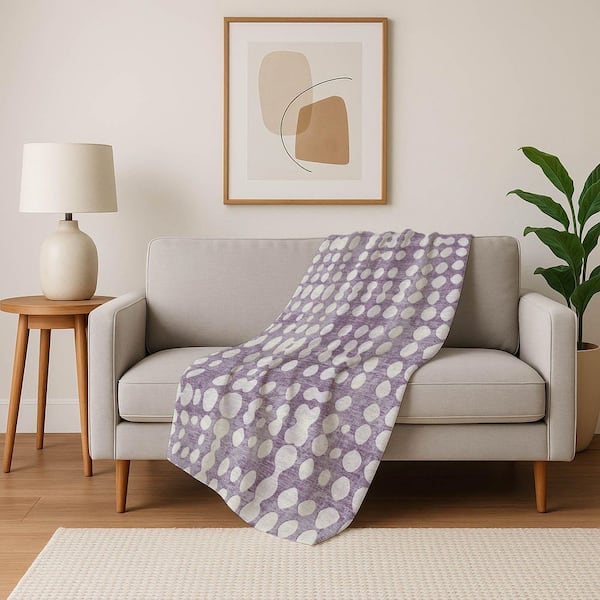 Premium Machine Washable ASB869 Purple 50 in. x 70 in. Sherpa Throw Blanket