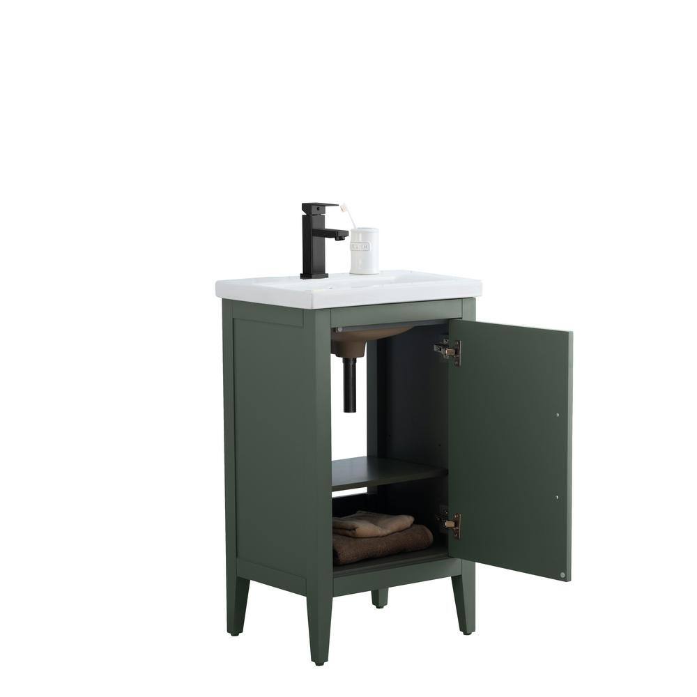 20'' Vintage Green Single Bathroom Vanity with Ceramic Top