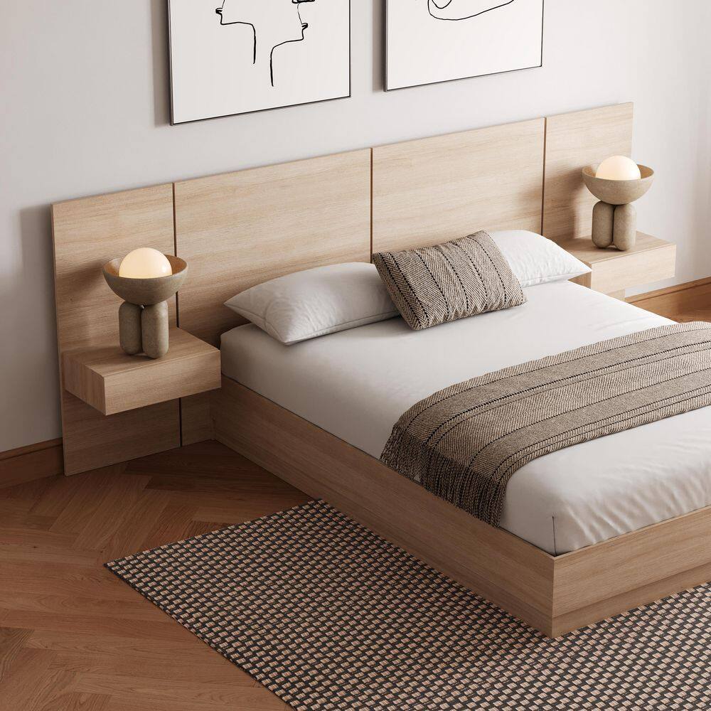 Milano 4 Piece Natural Blonde Oak Engineered Wood King Size Bedroom Set - thumbnail 9