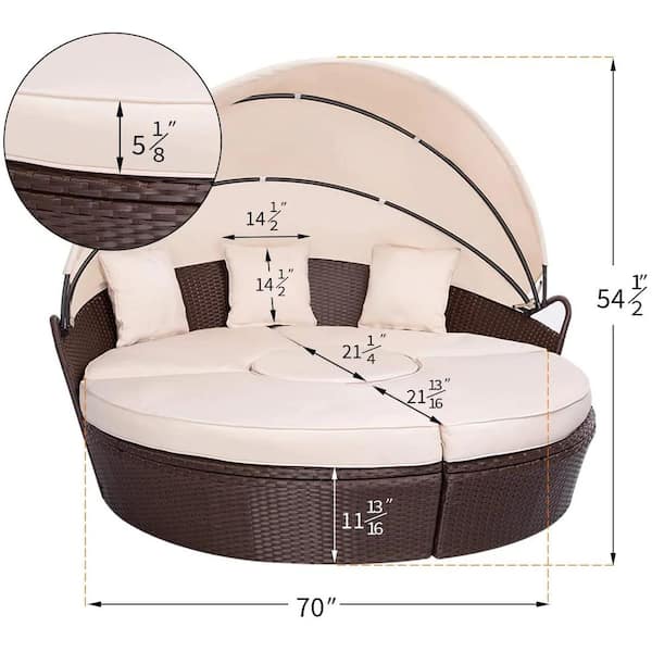 Zeus & Ruta 1-Piece Wicker Beige Outdoor twin Daybed with cushion