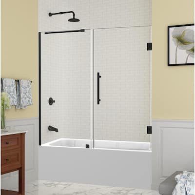 Aston Belmore 42.25 in. to 43.25 in. x 72 in. Frameless Hinged Shower ...