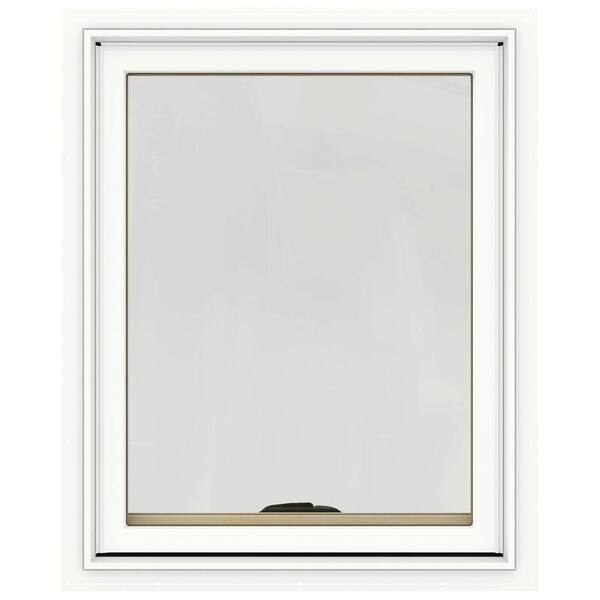 JELD-WEN 24 in. x 30 in. W-2500 Series White Painted Clad Wood Awning Window w/ Natural Interior and Screen