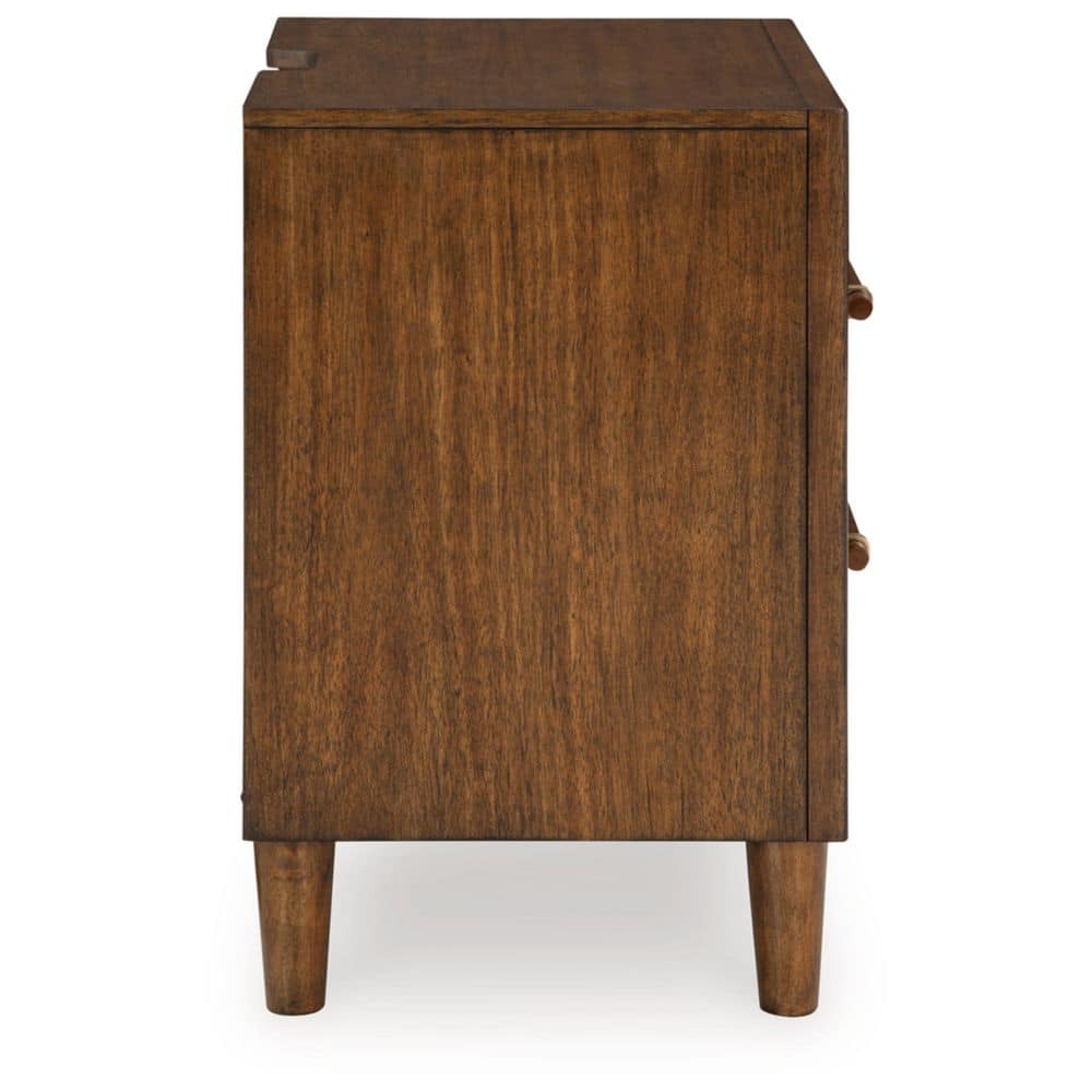 Brown Wood 2-Drawer Nightstand with USB Charging Ports