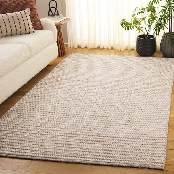 Natura 3 ft. x 5 ft. Beige/Ivory Striped Solid Marle Area Rug