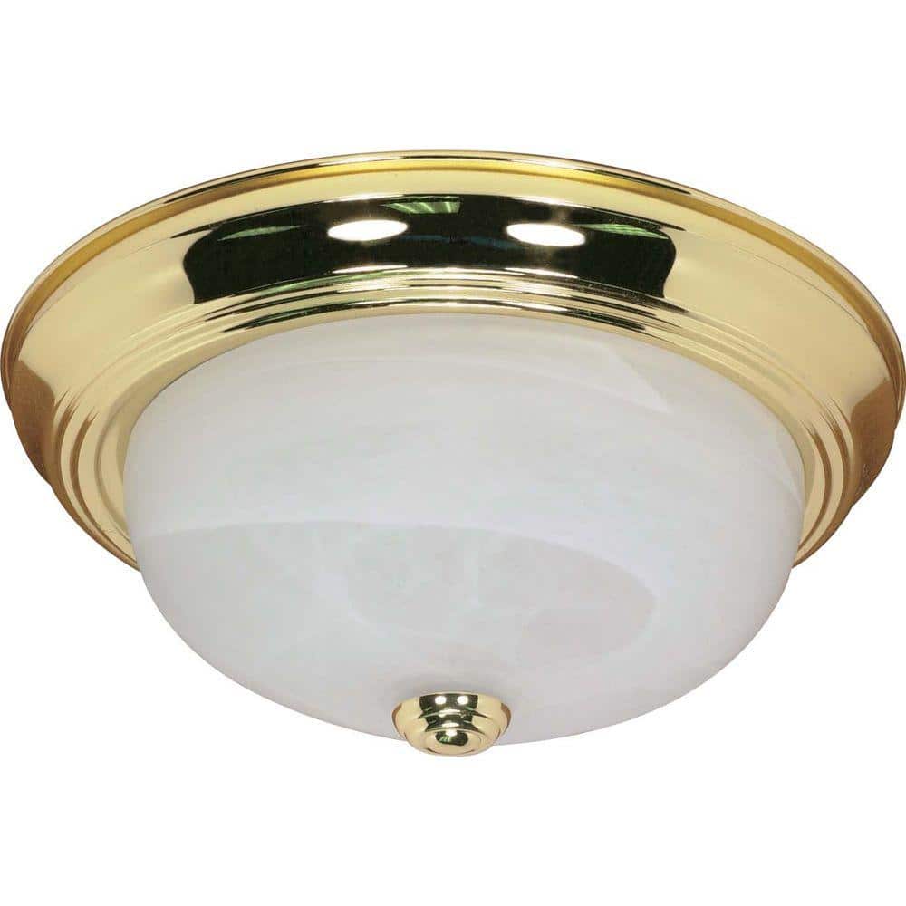 13" Brass and Glass Indoor/Outdoor Flush Mount Light