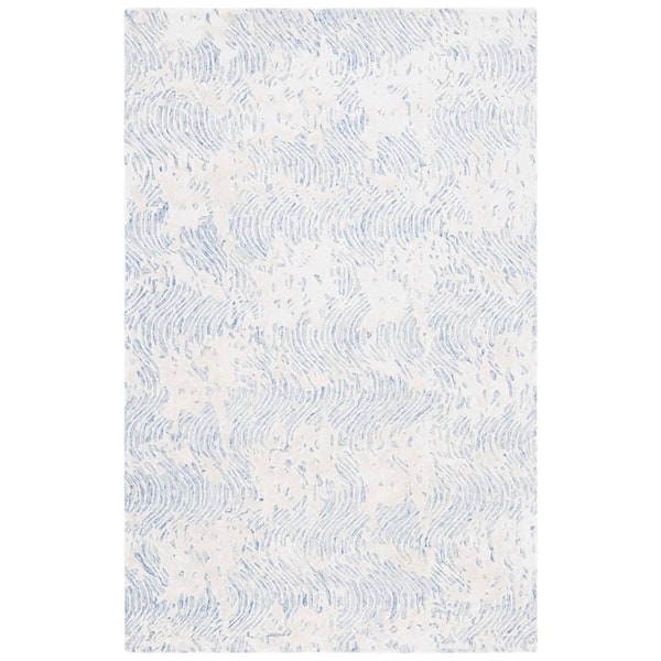 SAFAVIEH Glamour 4 ft. x 6 ft. Blue/Ivory Abstract High-Low Area Rug