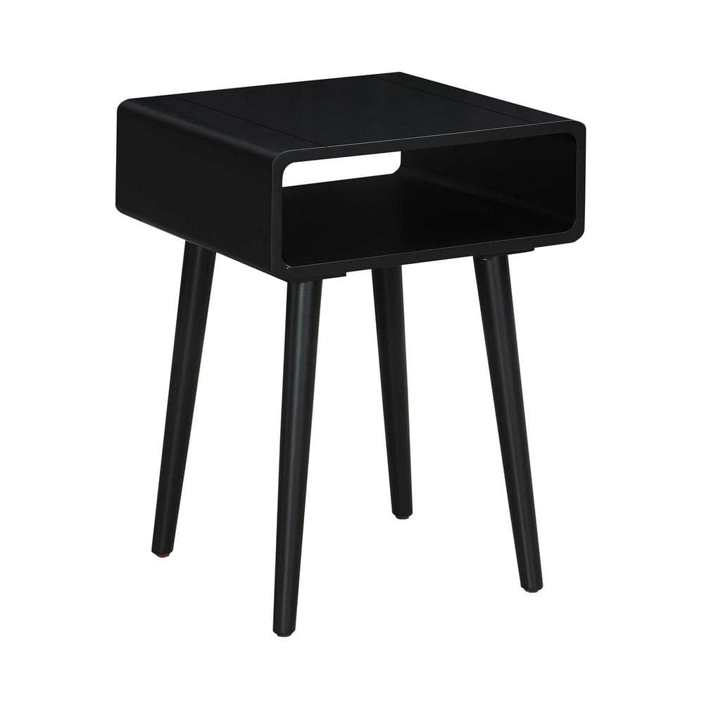 Black Birch Veneer Wood End Table with Shelf