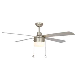 Alrich 52 in. LED Indoor Brushed Nickel Ceiling Fan with Light Kit and Pull Chain