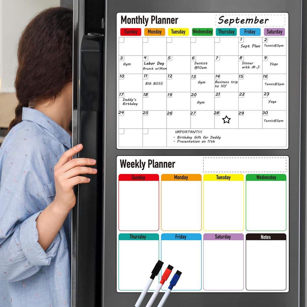 2-Pack Magnetic Dry Erase Planner Set with Weekly and Monthly Calendar, 14.6 x 11.6 in. Whiteboard for Fridge price history on PriceWatchPro