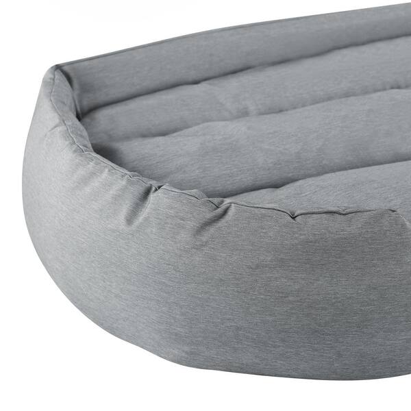 grey round dog bed