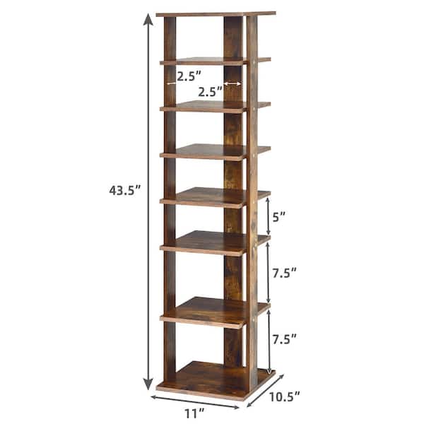 Costway 7-Tier 43.5 in. H 14-Pair White Double Rows Shoe Rack