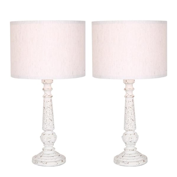 Pia Ricco 24.5 in. 1-Light Beige Bedside Nightstand Table Lamp with Shade (set of 2)