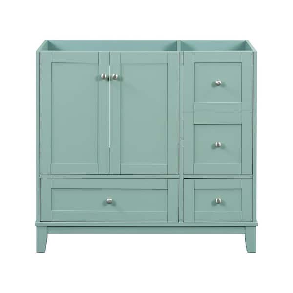 35.4 in. Bath Vanity Cabinet without Top in Green Unassembled