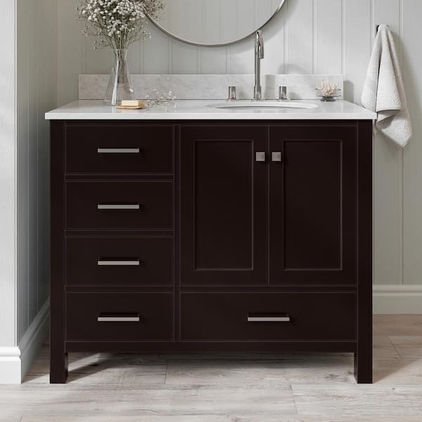 ARIEL Cambridge 43 in. W x 22 in. D x 35.25 in. H Vanity in Espresso ...