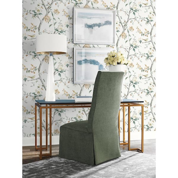 60.75 sq. ft. Coastal Haven Agave & Cider Sparrow Embossed Vinyl Unpasted Wallpaper Roll