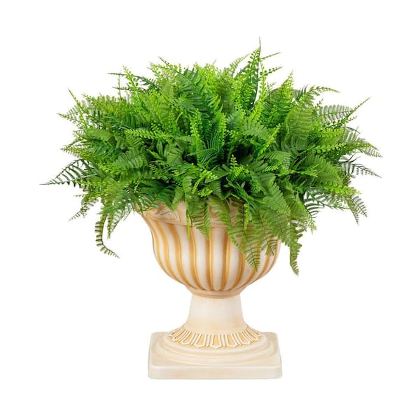 13.5 in. UV Resistant Artificial Fern in Decorative Urn Planter (Indoor/Outdoor)