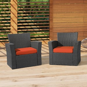 Fading Free 20 in. W. x 19.5 in. x 4 in. Orange Outdoor Patio Thick Square Lounge Chair Seat Cushion Set 2-Pack