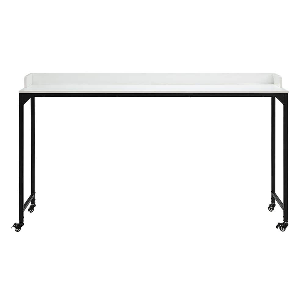 Arbor 44 in. Black Metal Finish Adjustable Height Over-The-Bed Desk With Castors