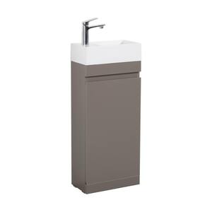 16 in. W x 9 in. D x 37 in. H Freestanding Bathroom Vanity Single Sink in Gray with White Resin Top