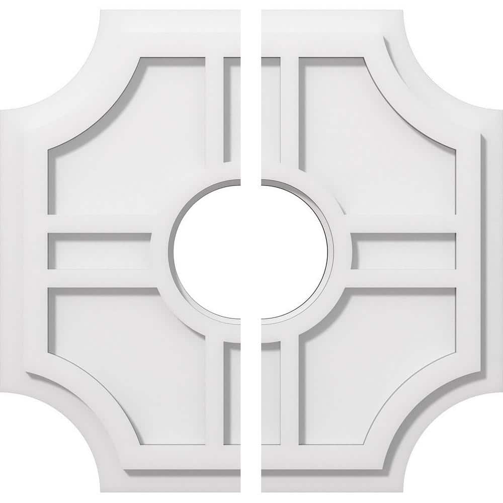 18" White PVC Contemporary Two-Piece Ceiling Medallion