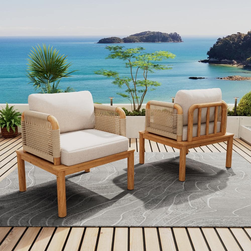 Acacia Wood & Rope Club Chair with Cushions Set of 2 MP2 price history on PriceWatchPro