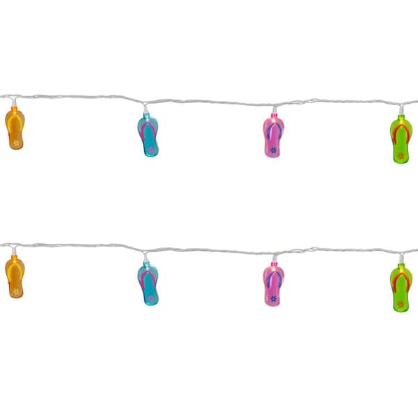 7.25 ft. 10-Light Clear Summer Flip Flop Novelty Incandescent Mini String Lights with White Wire Bulbs