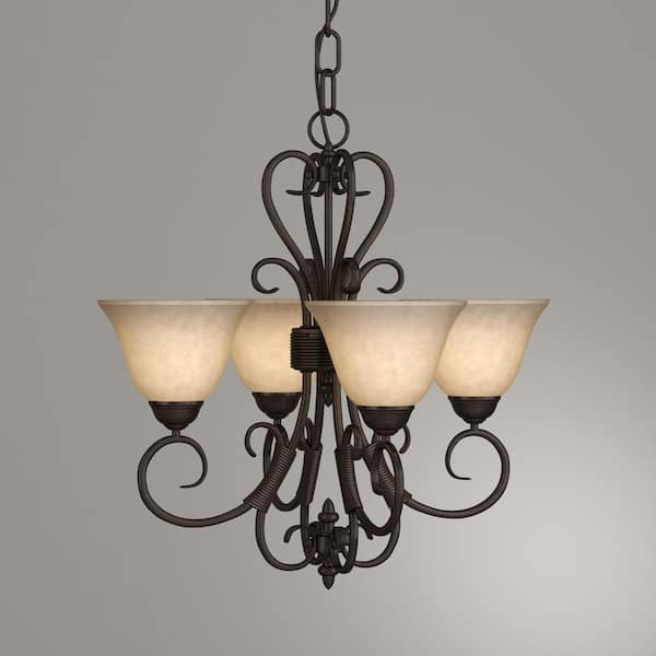 Golden Lighting - Homestead Collection 4-Light Rubbed Bronze Chandelier