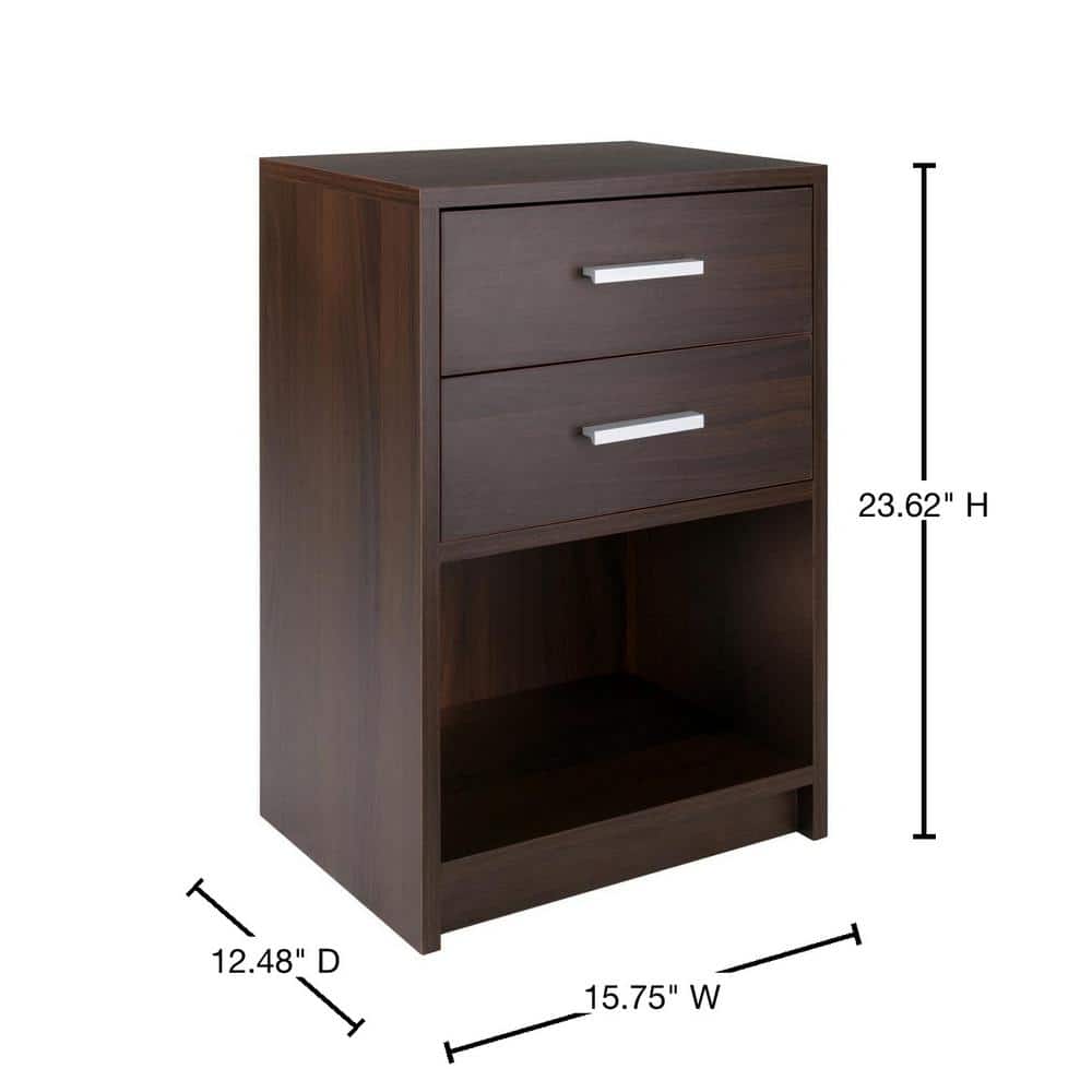 Transitional Cocoa Brown 2-Drawer Rectangular Accent End Table