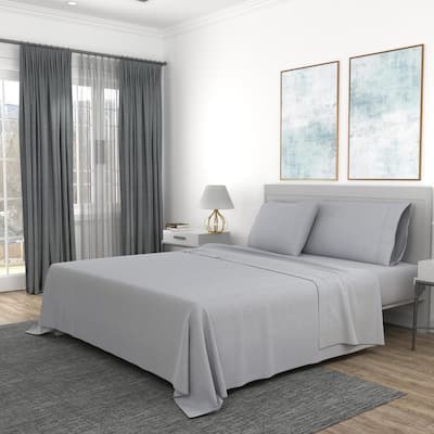 Becky Cameron 4-Piece Natural Solid Linen & Rayon from Bamboo Blend King  Deep Pocket Bed Sheet Set IH-4P-LBA-K-NAT - The Home Depot