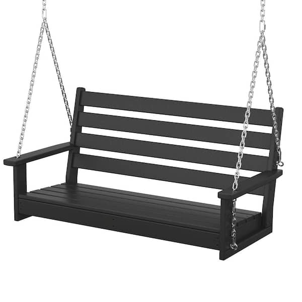 POLYWOOD Grant Park 48 in. 2-Person Black HDPE Plastic Swing