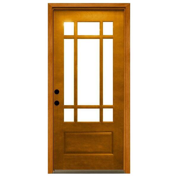Steves & Sons 32 in. x 80 in. Craftsman 9 Lite Stained Mahogany Wood Prehung Front Door