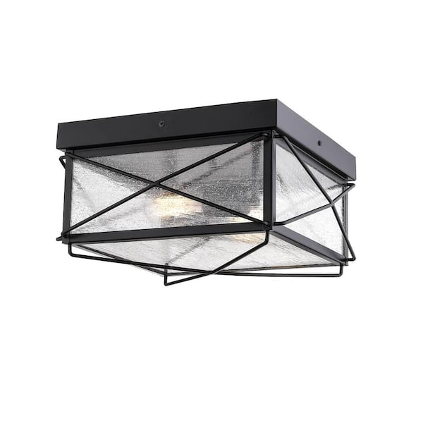 Millennium Lighting 2-Light 16 in. Powder Coat Black Outdoor Flush Mount