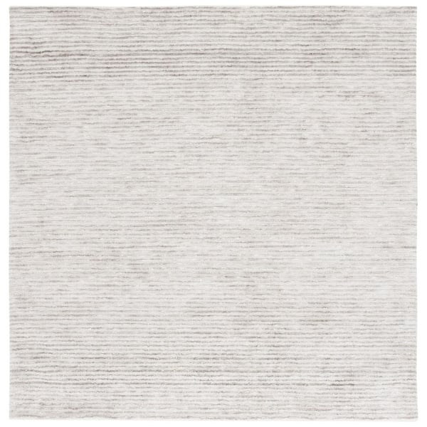 SAFAVIEH Audrey 6 ft. x 6 ft. Light Gray/Ivory Parallel Striped square Area Rug