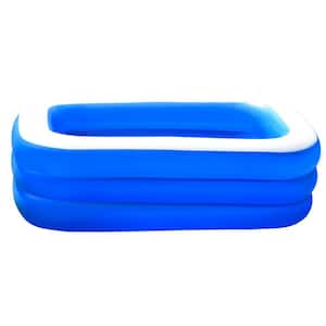55 in. Inflatable Swimming Pool 3-Layer Printing Above Ground PVC Outdoor Toy Pool in Blue