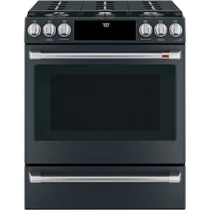 30 in. 5.6 cu. ft. Smart Slide-In Gas Range in Matte Black with True Convection, Air Fry