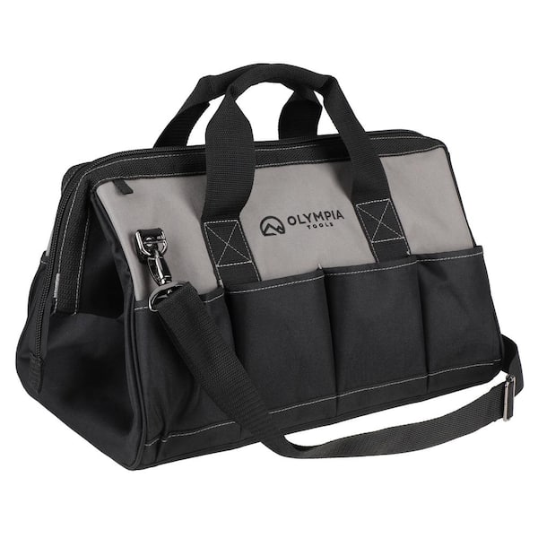 OLYMPIA 18 in. Black Water-Resistant Tool Bag with Dual Zipper, Adjustable Shoulder Strap