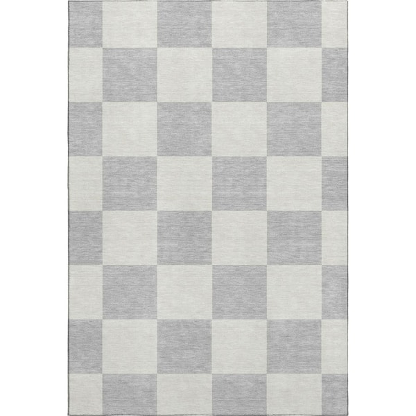 Mayfield Premium Machine Washable Abstract AMF2345 Silver 10 ft. x 14 ft. Area Rug