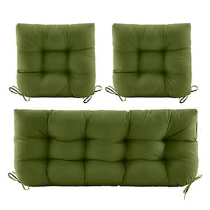 3-Piece Outdoor Chair Cushions Loveseat Outdoor Cushions Set Wicker Patio Cushion for Patio Furniture With Tie, Green