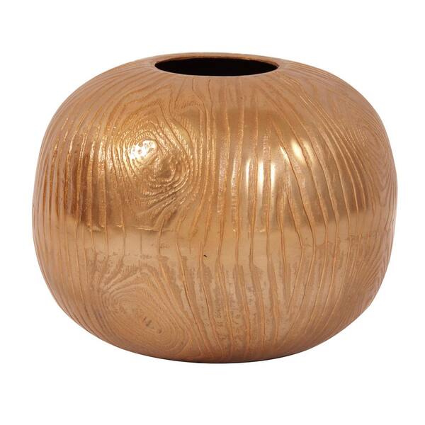 Unbranded Large Textured Gold Round Decorative Vase