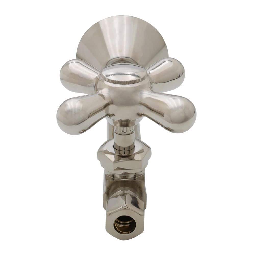 Polished Nickel Cross Handle Straight Stop Valve