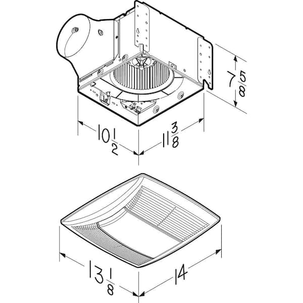QT Series Quiet 150 CFM Ceiling Bathroom Exhaust Fan with Light and Night Light, ENERGY STAR QT Series Quiet 150 CFM Ceiling Bathroom Exhaust Fan with Light and Night Light, ENERGY STAR