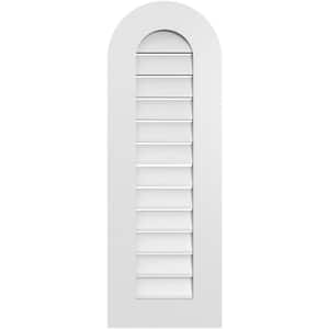 14 in. x 40 in. Round Top Surface Mount PVC Gable Vent: Functional with Standard Frame