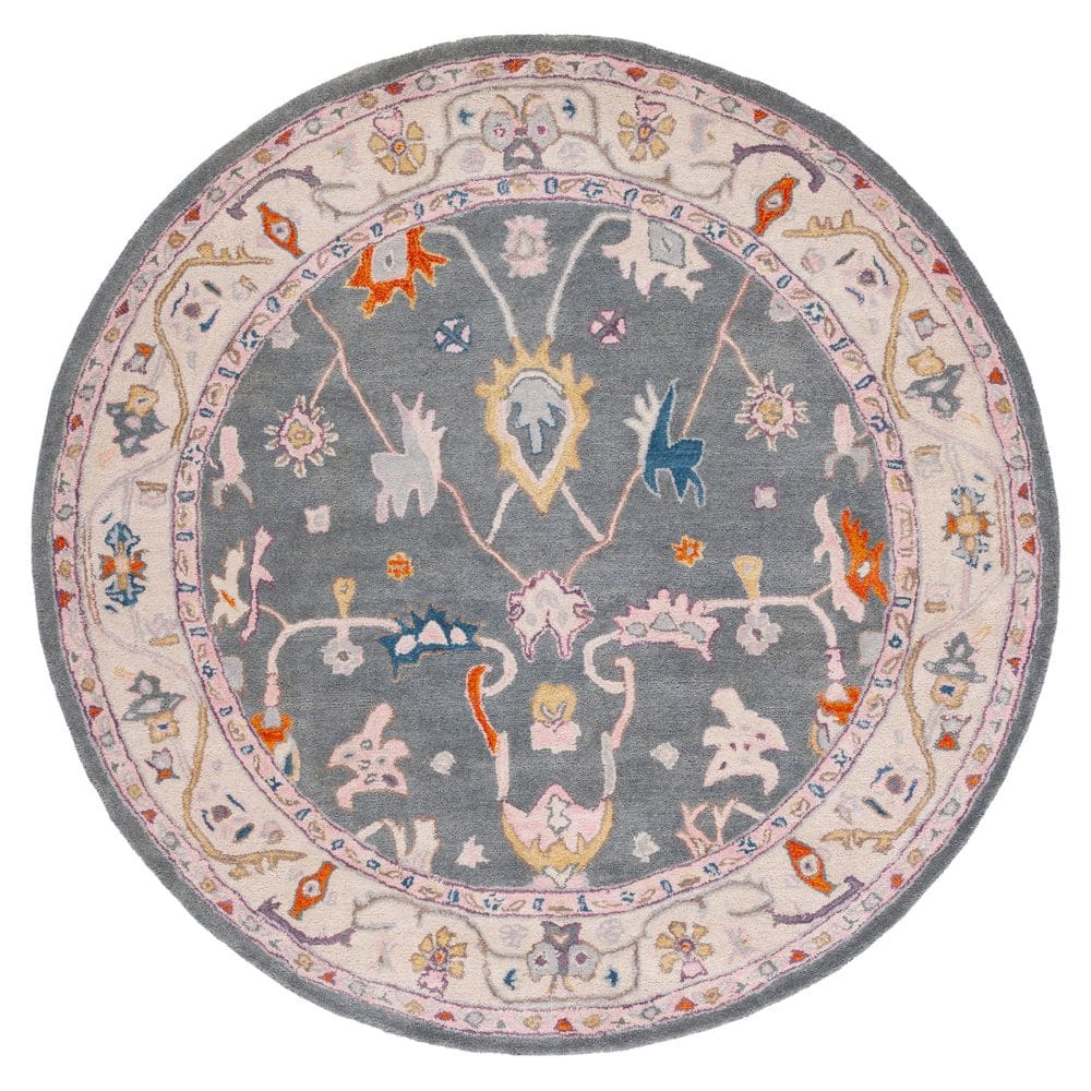 Anatolia 6 ft. x 6 ft. Dark Gray/Ivory Traditional Floral Round Area Rug price history on PriceWatchPro