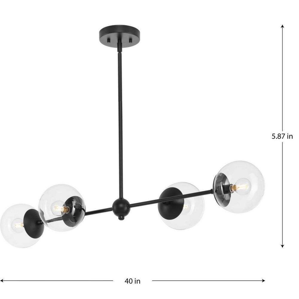 Atwell Matte Black 4-Light Island Pendant with Clear Glass Globes