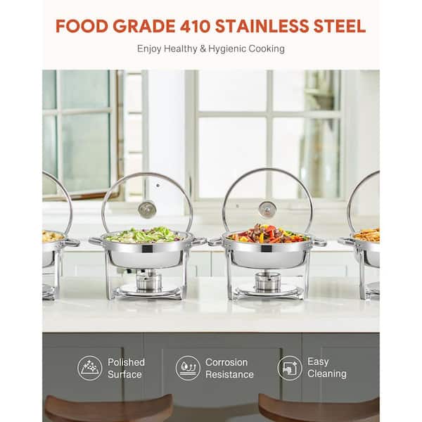 Chafing Dish Profi Set,6L Edelstahl Speisenwärmer Suppentopf Wärmebehälter Rund Chafing Dish