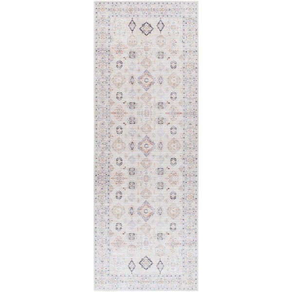 Livabliss Estrella Beige Oriental 3 ft. x 7 ft. Machine-Washable Indoor Runner Area Rug