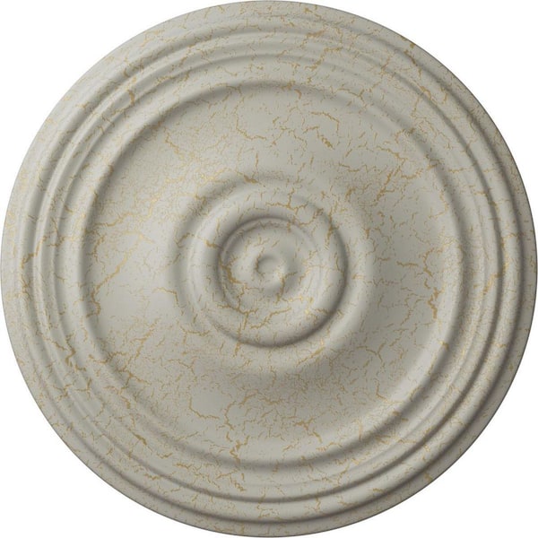 Ekena Millwork 21 in. x 1-1/4 in. Reece Urethane Ceiling Medallion (Fits Canopies upto 6-3/4 in.), Pot of Cream Crackle