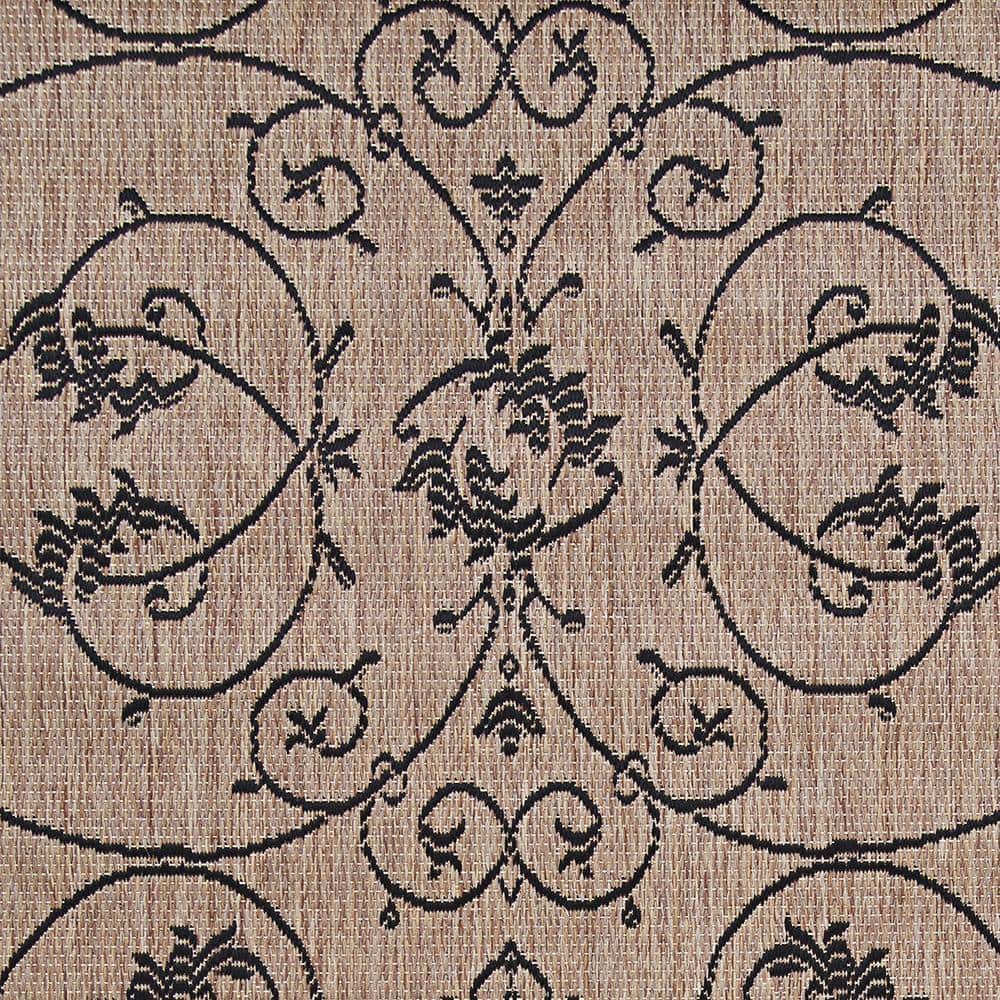 Rectangular Black Flat Woven Synthetic Indoor/Outdoor Rug